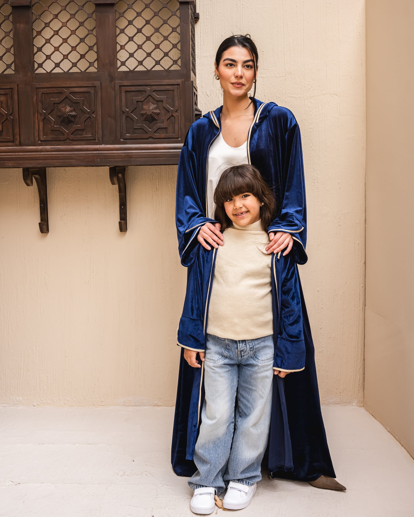 Velvet elegance kaftan in royal blue kids