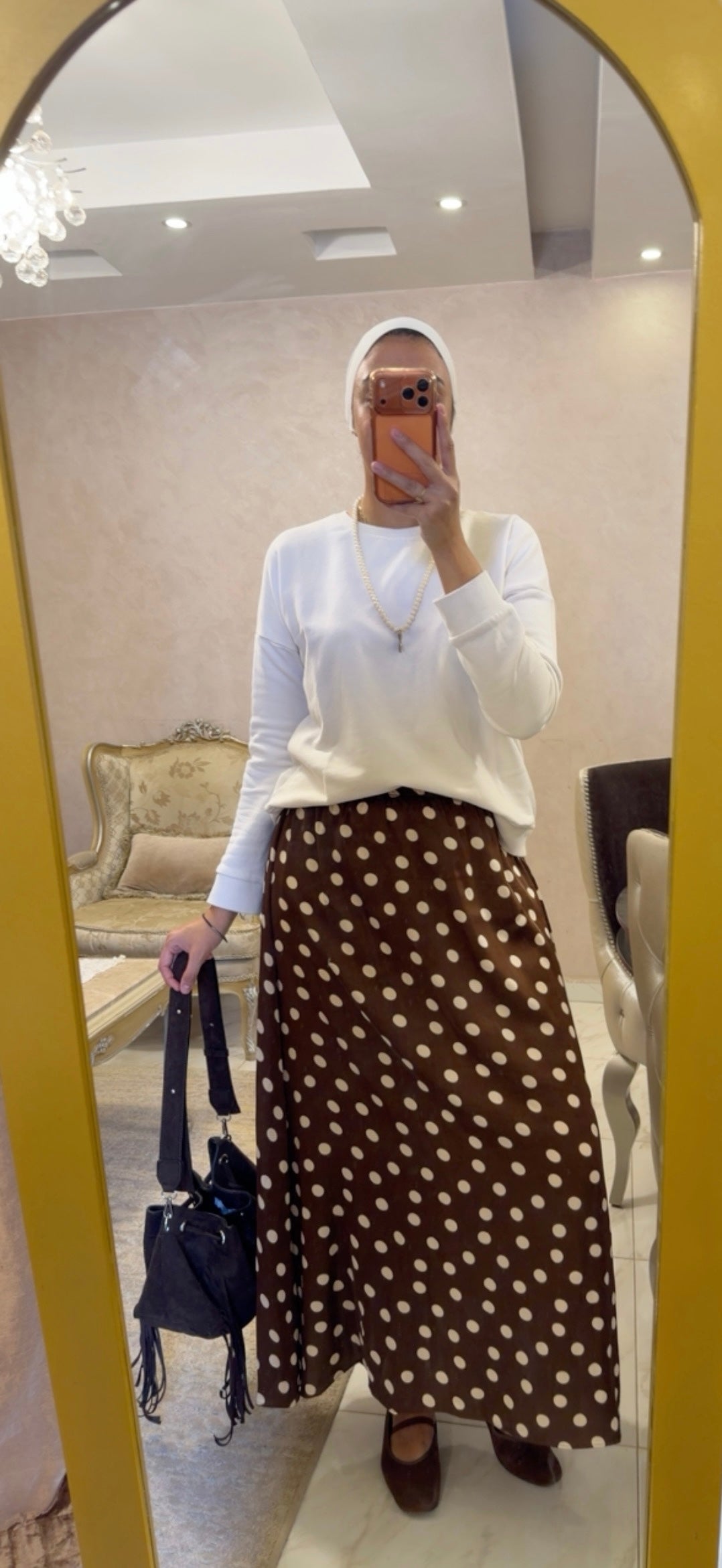 Satan polka dots skirt in Brown