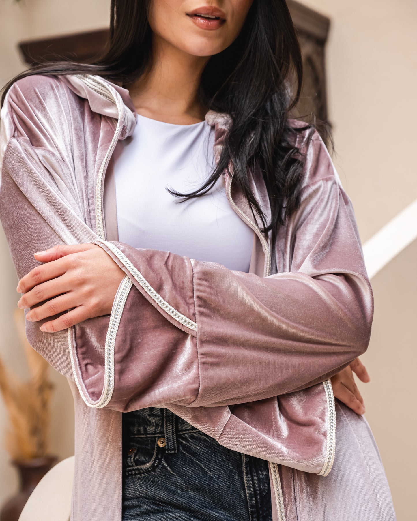 Velvet elegance kaftan in rose