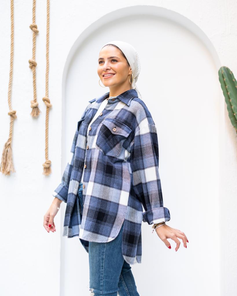 Blue plaid winter shirt