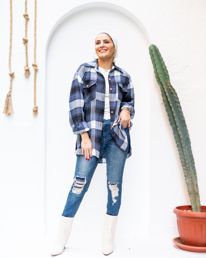 Blue plaid winter shirt