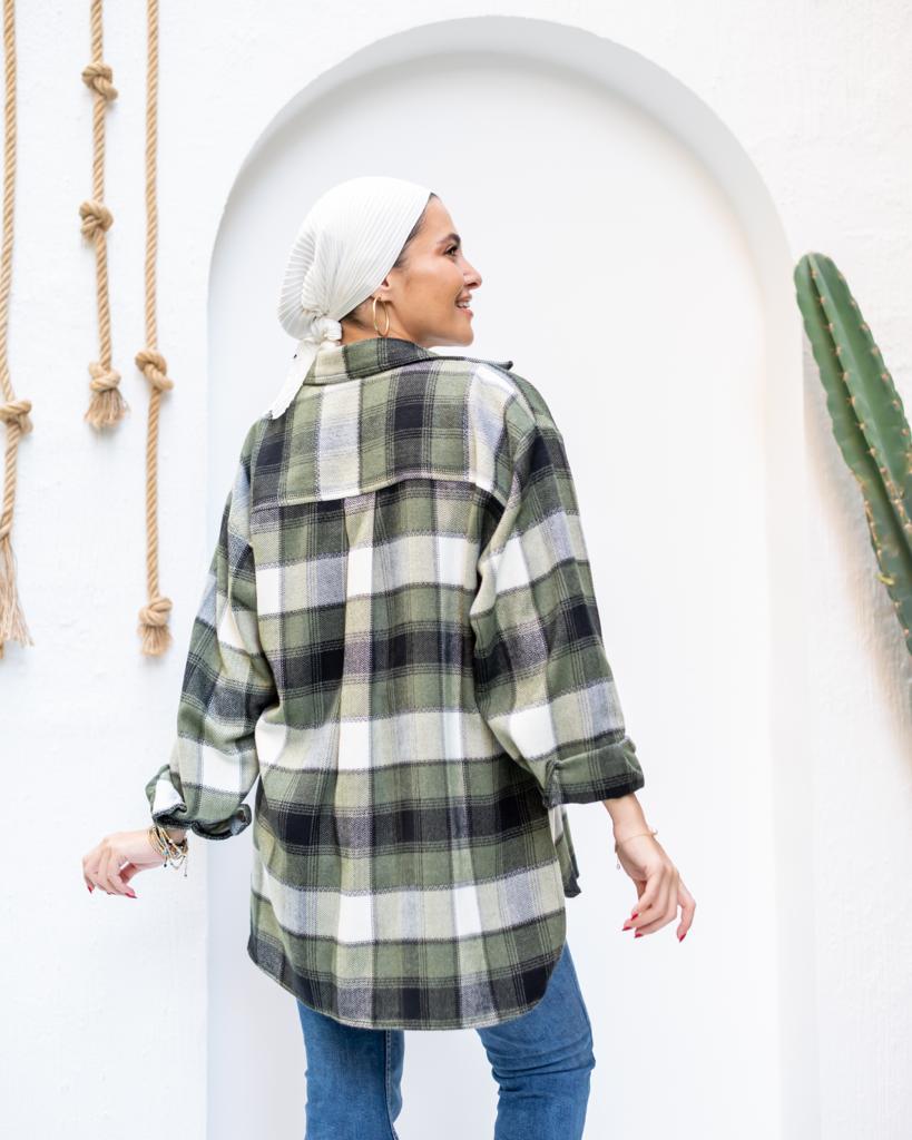Olive plaid winter shirt