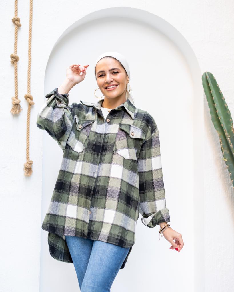 Olive plaid winter shirt