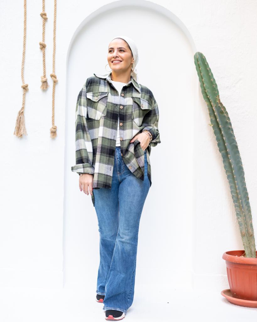 Olive plaid winter shirt