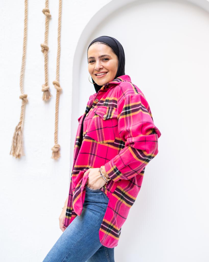 Fuchsia plaid winter shirt