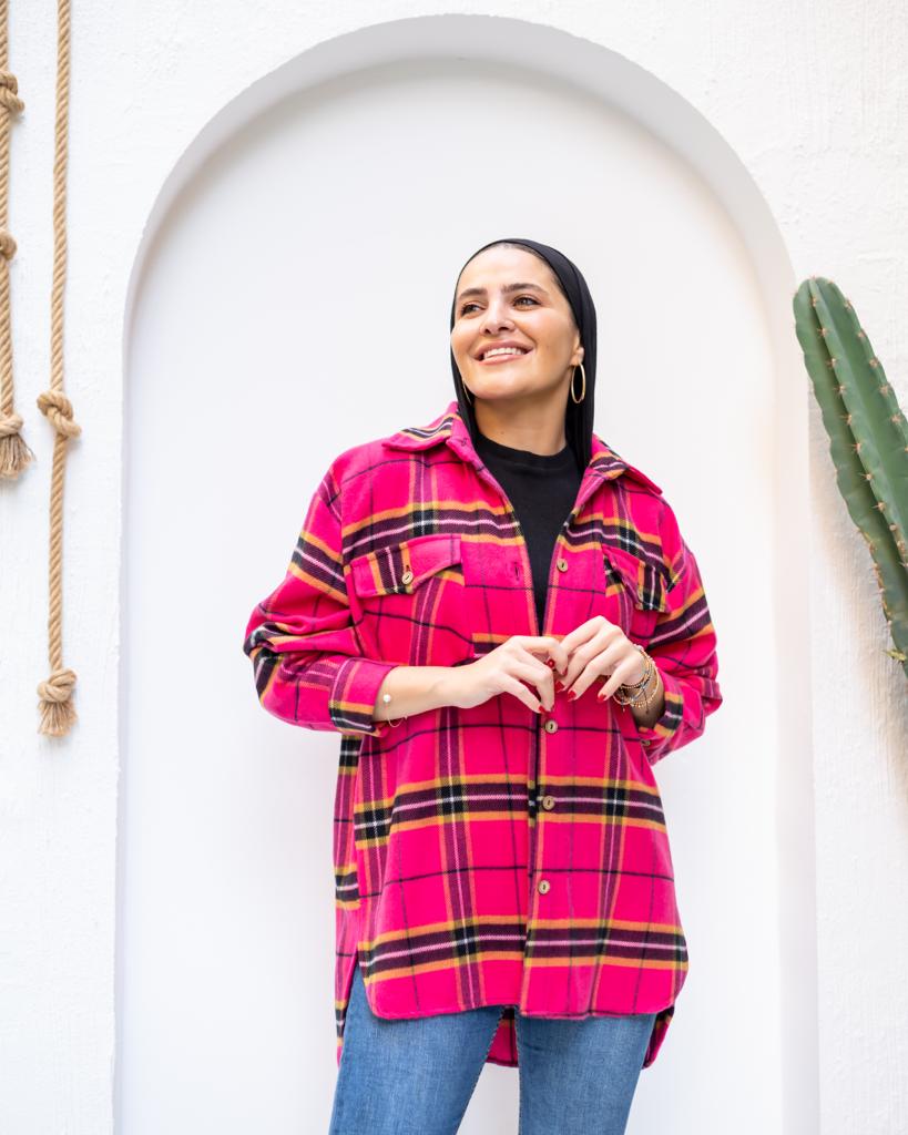 Fuchsia plaid winter shirt