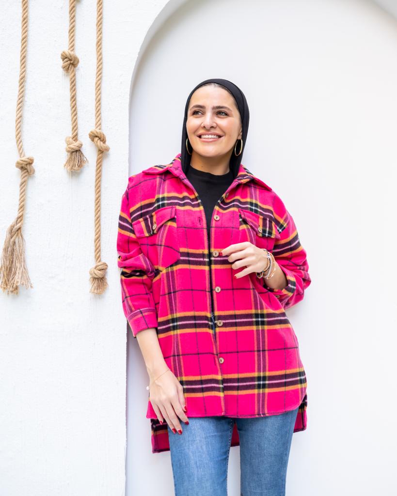 Fuchsia plaid winter shirt