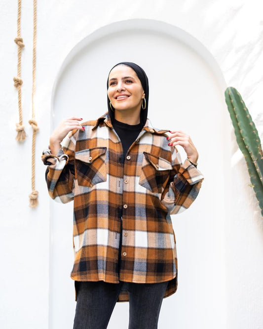 Brown plaid winter shirt