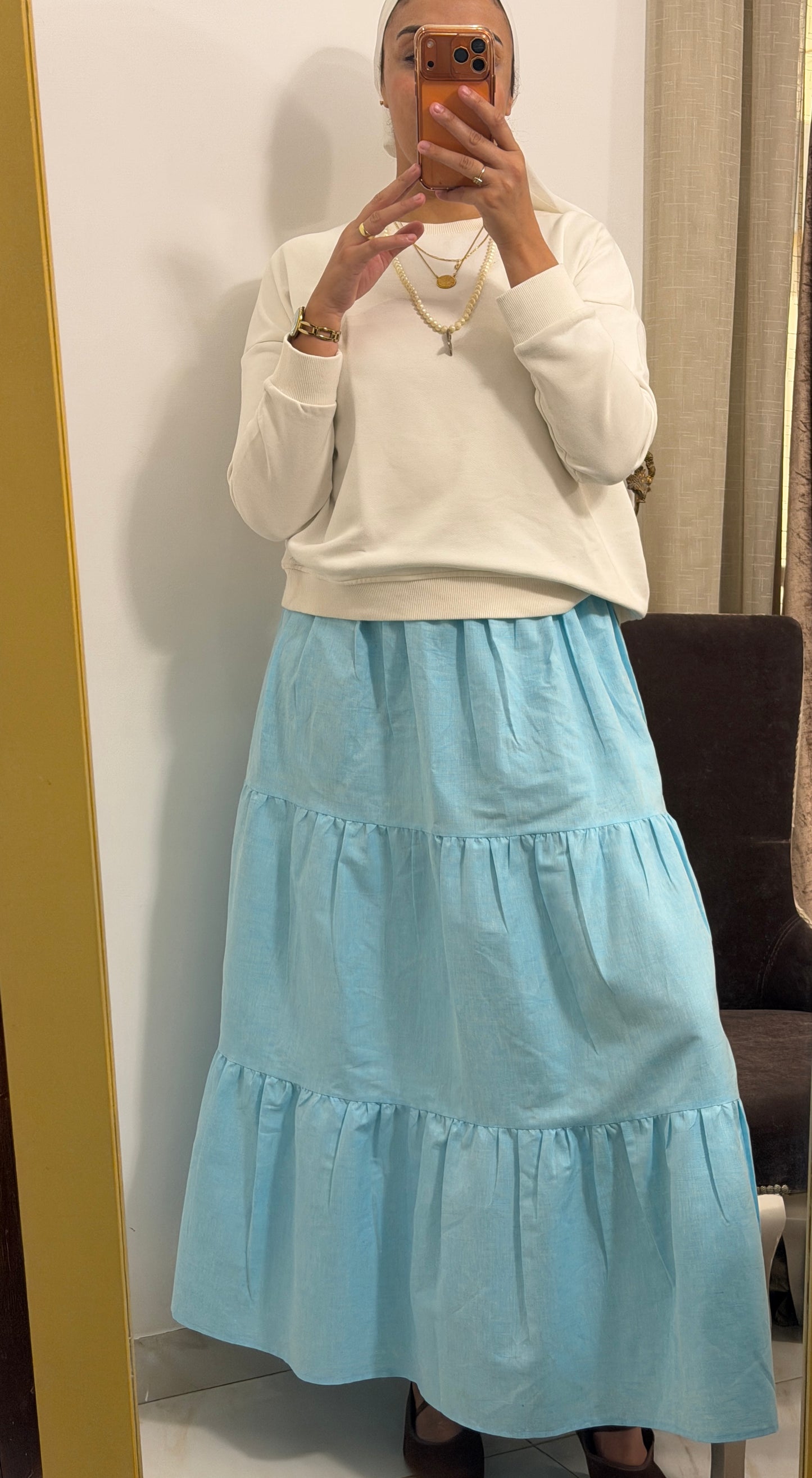 Linen skirt in blue