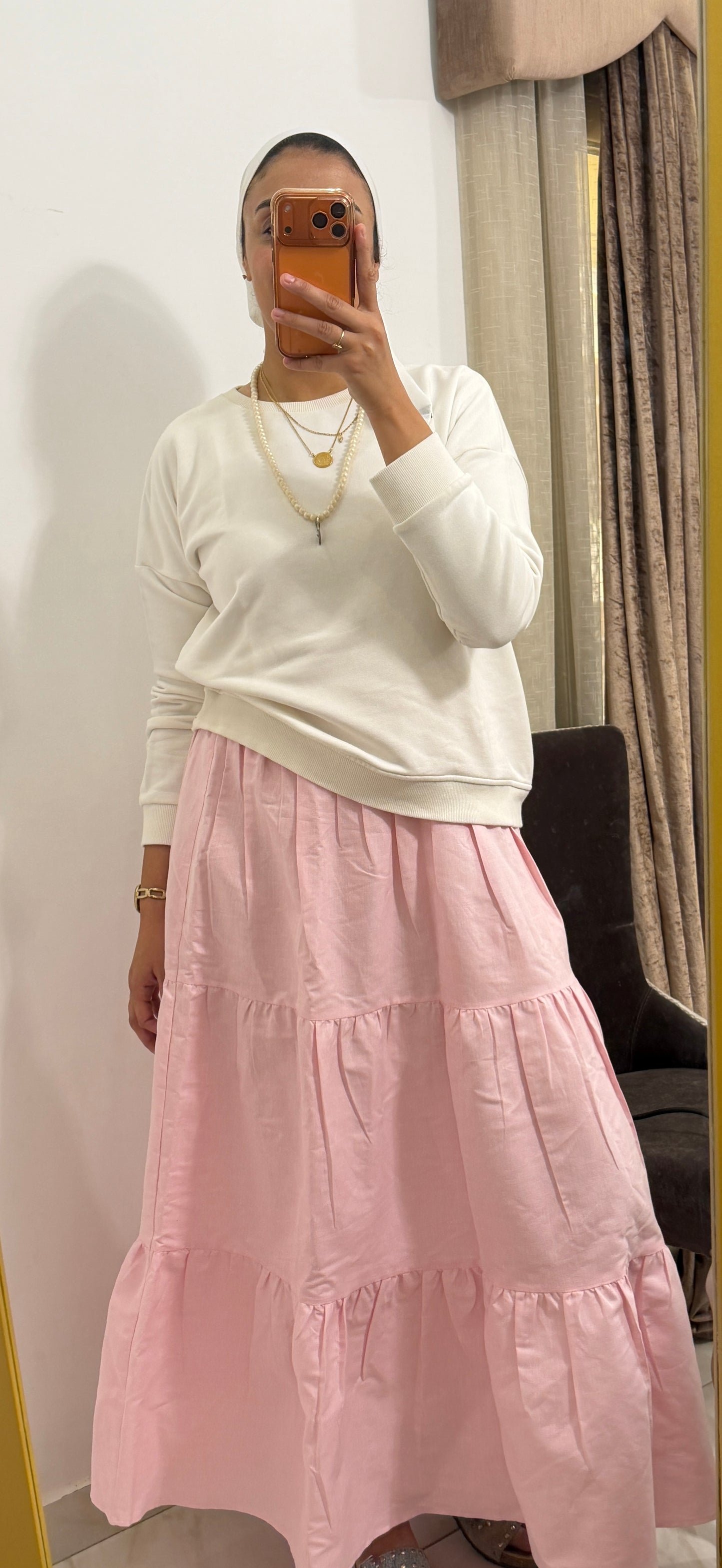 Linen skirt in pink
