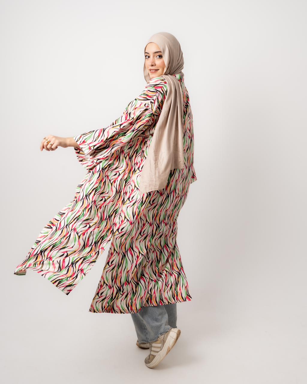 White Printed Maxi Kimono