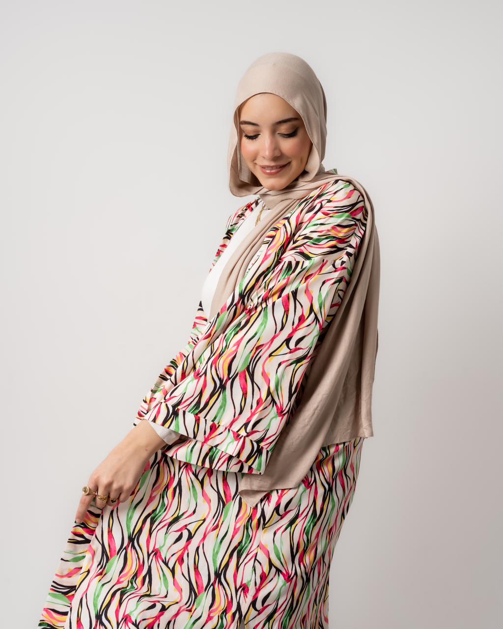 White Printed Maxi Kimono