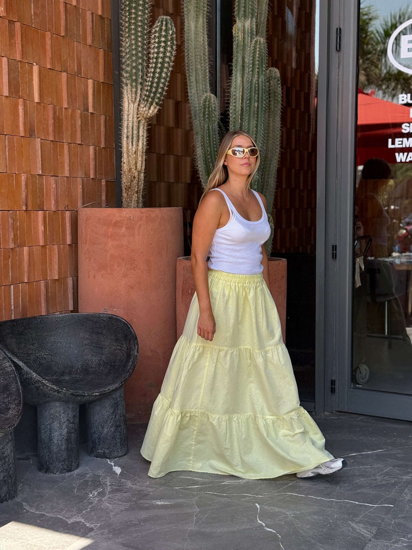 Linen skirt in yellow