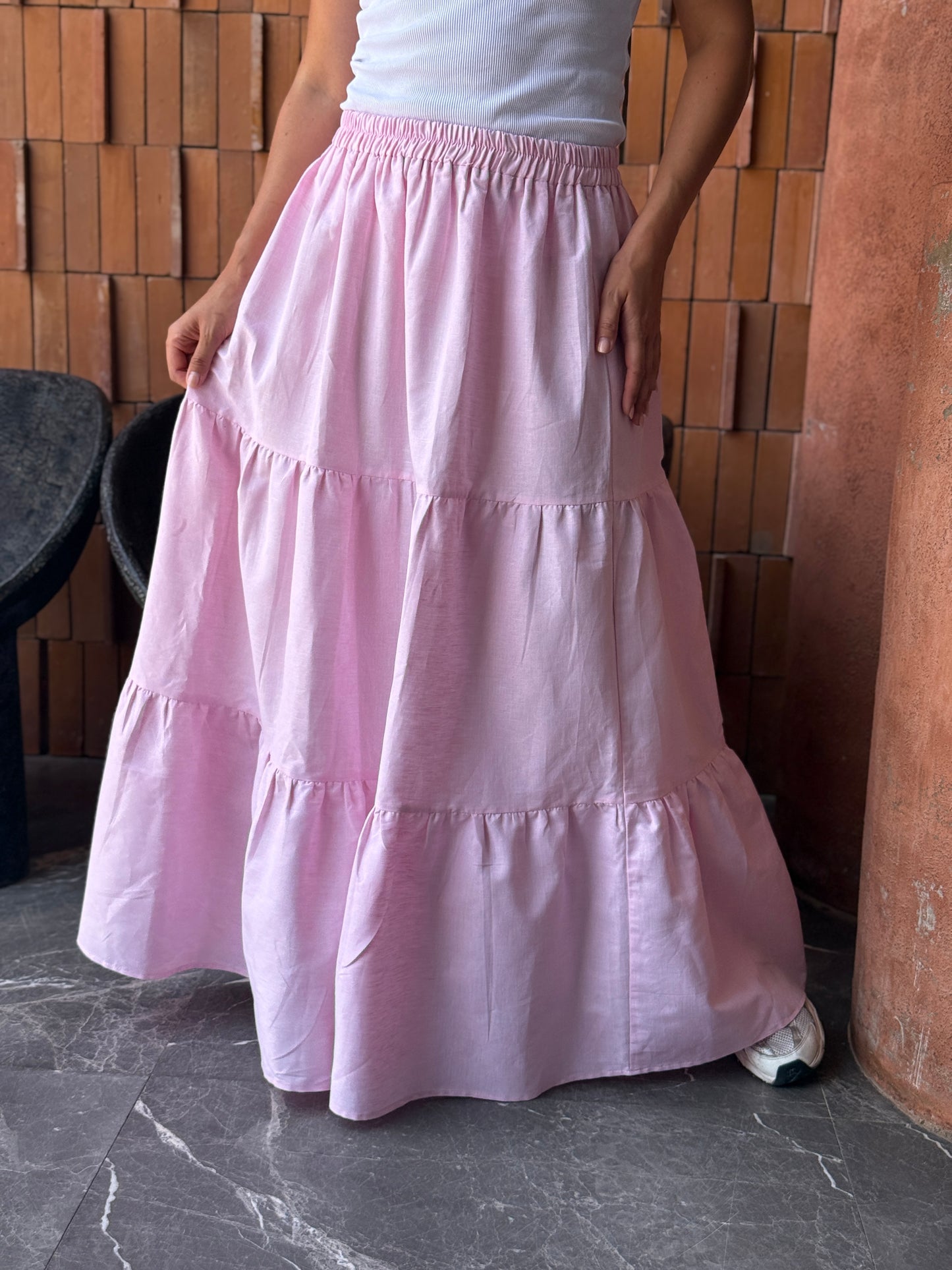 Linen skirt in pink