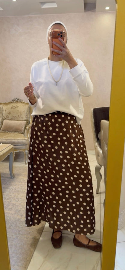 Satan polka dots skirt in Brown