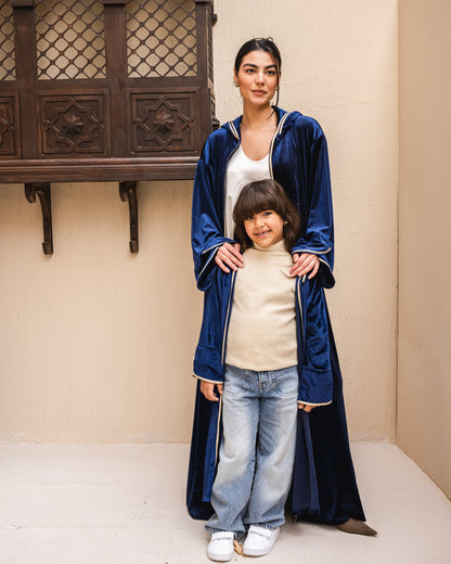 Velvet elegance kaftan in royal blue kids