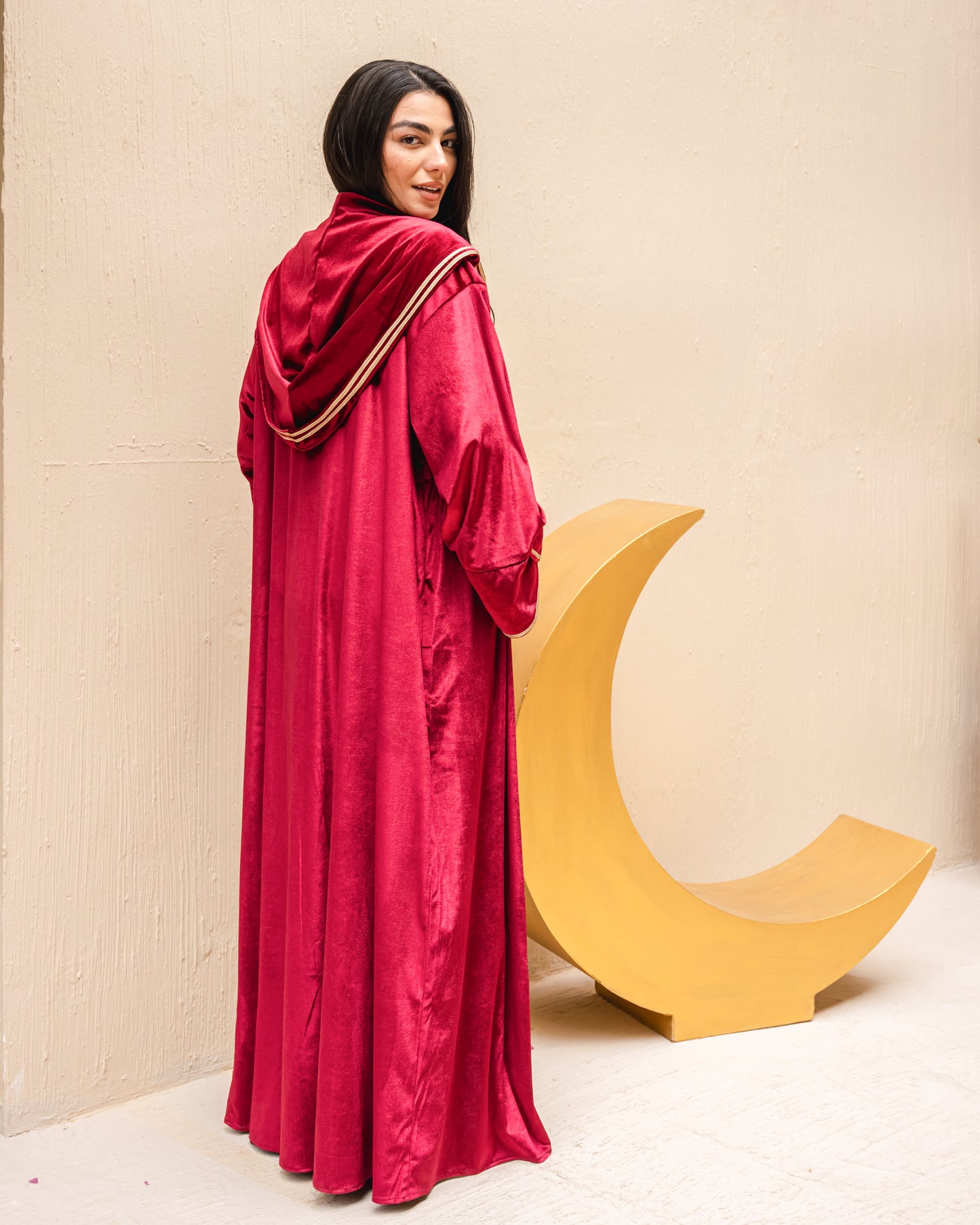 Velvet elegance kaftan in burgundy