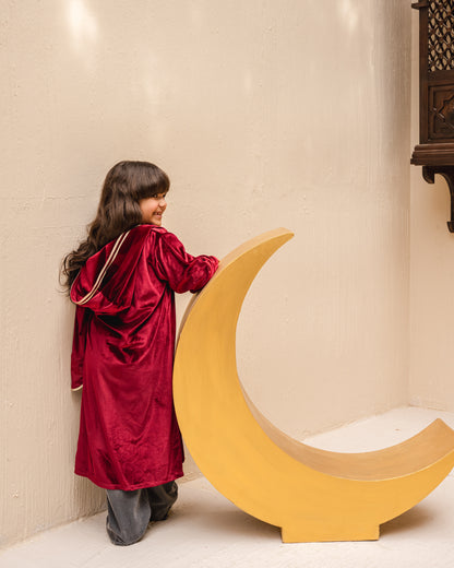 Velvet elegance kaftan in burgundy kids