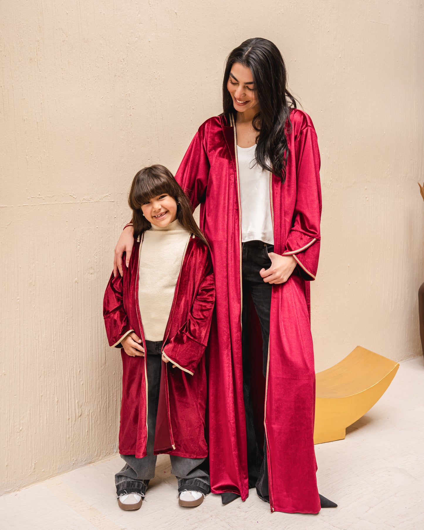 Velvet elegance kaftan in burgundy kids