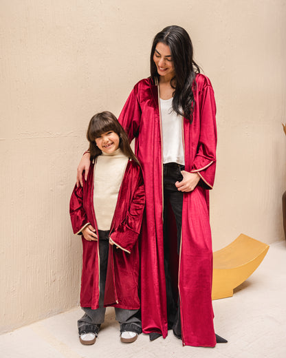 Velvet elegance kaftan in burgundy kids