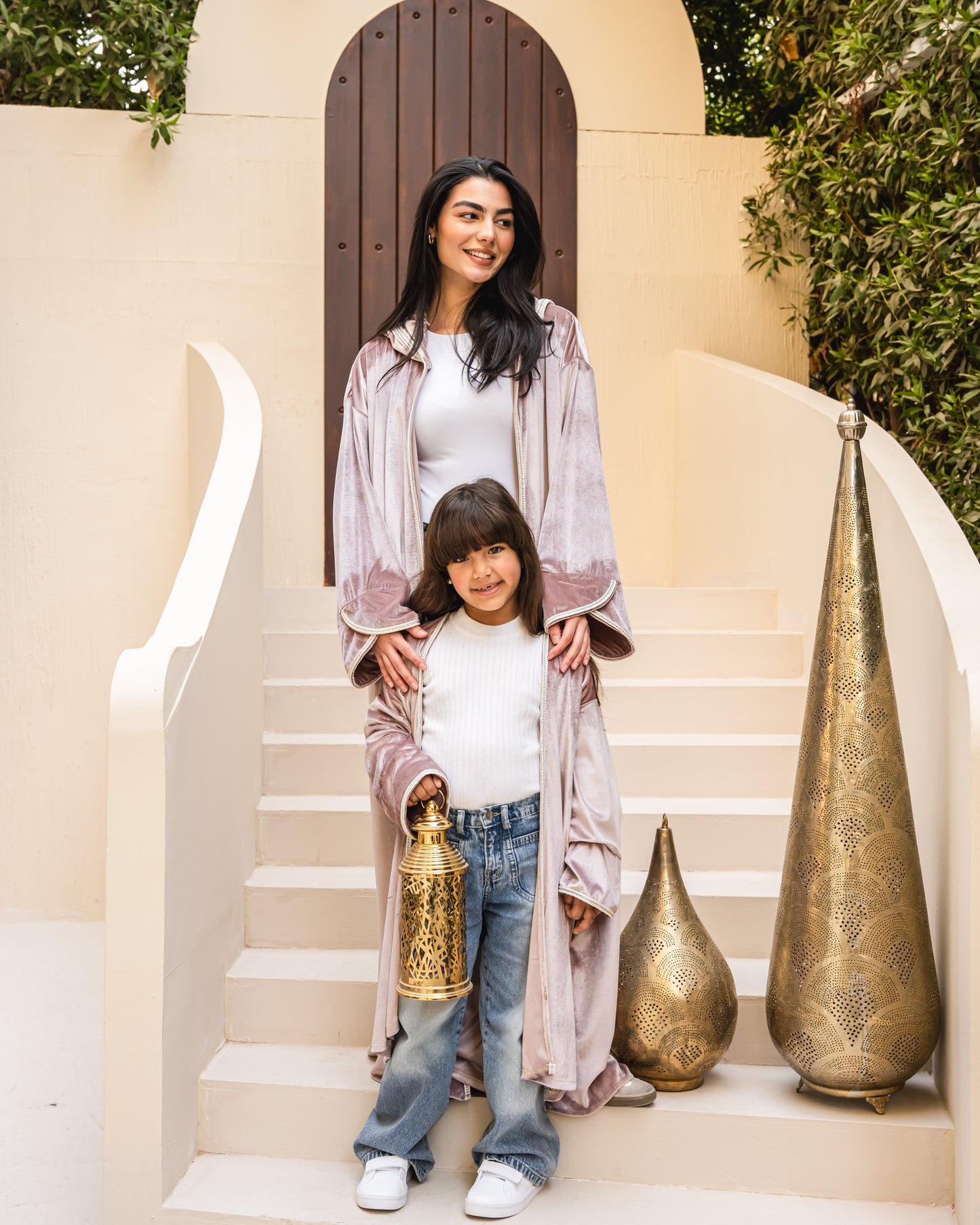 Velvet elegance kaftan in rose kids