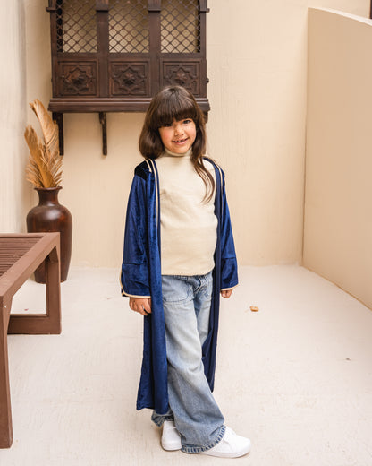 Velvet elegance kaftan in royal blue kids