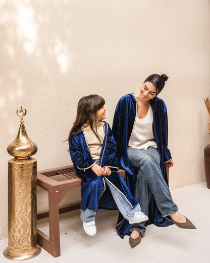 Velvet elegance kaftan in royal blue kids