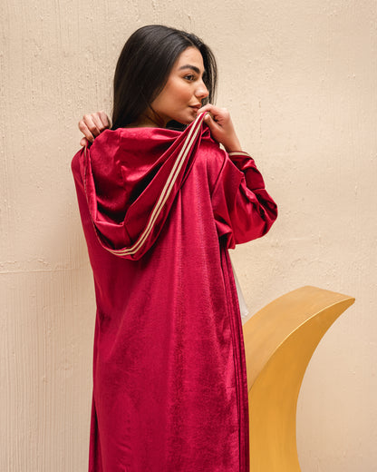 Velvet elegance kaftan in burgundy