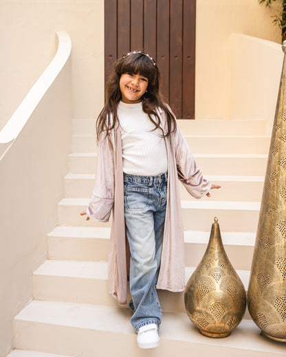 Velvet elegance kaftan in rose kids