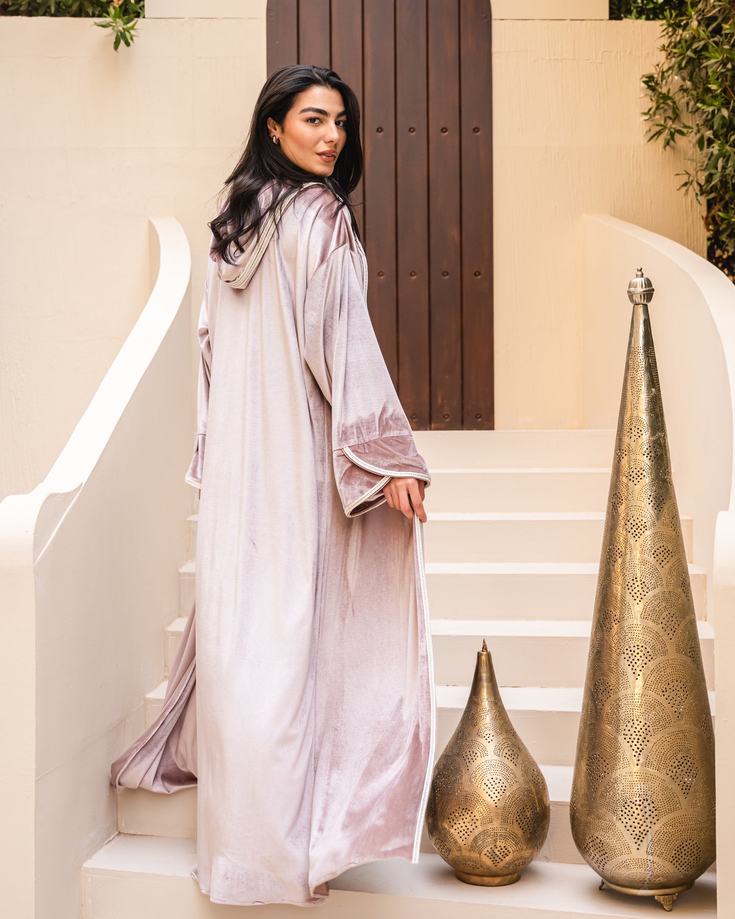 Velvet elegance kaftan in rose