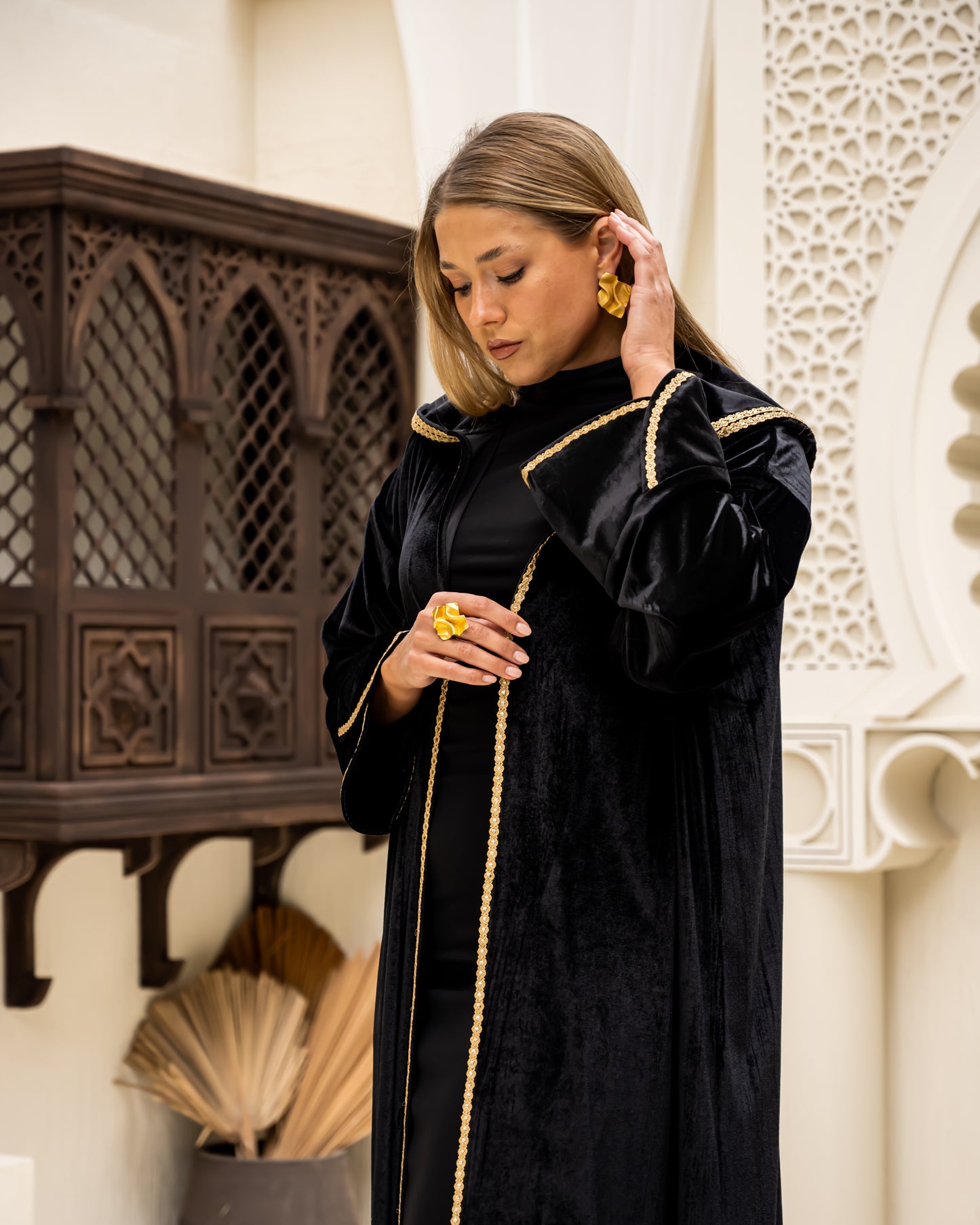 Black velvet kaftan