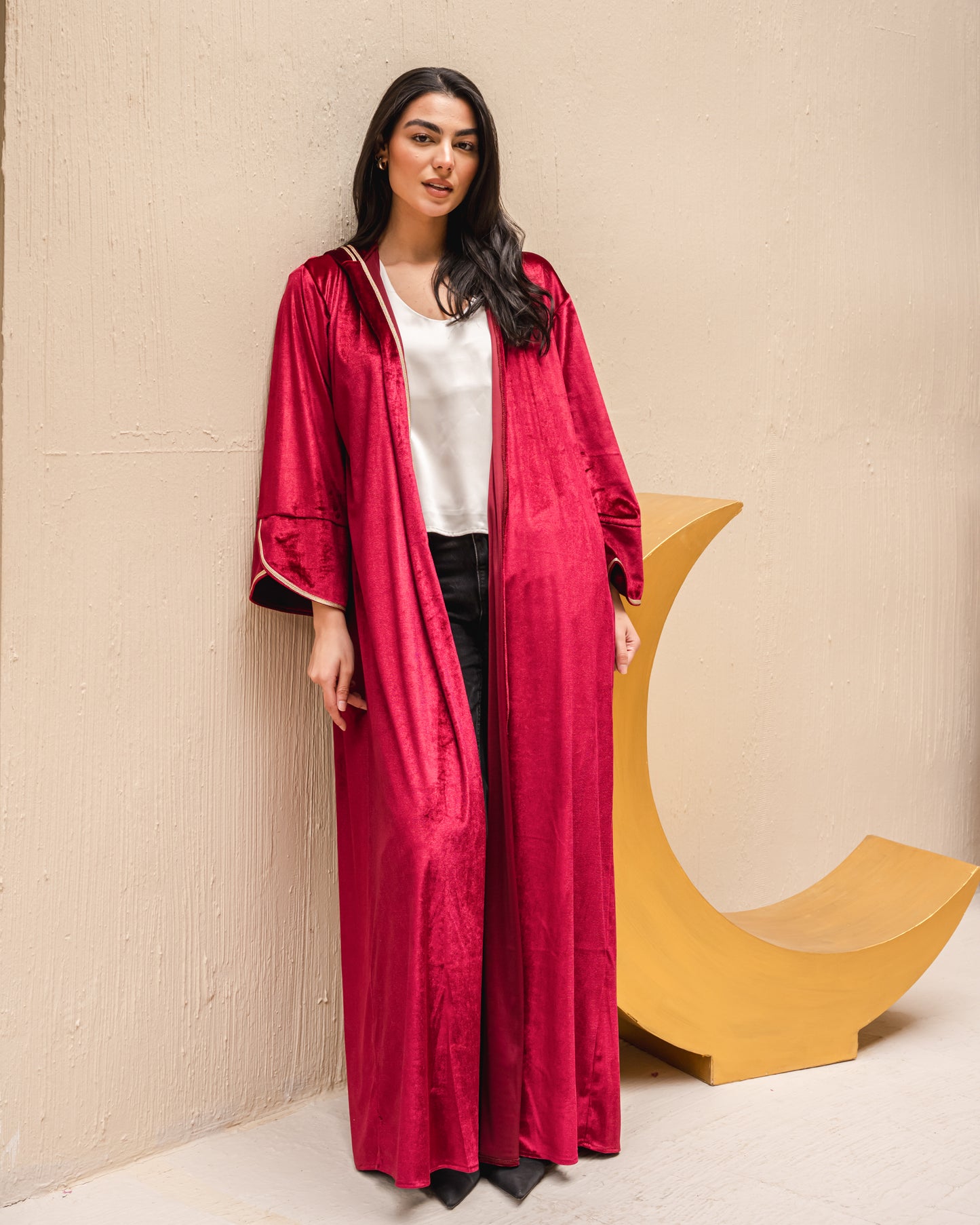 Velvet elegance kaftan in burgundy