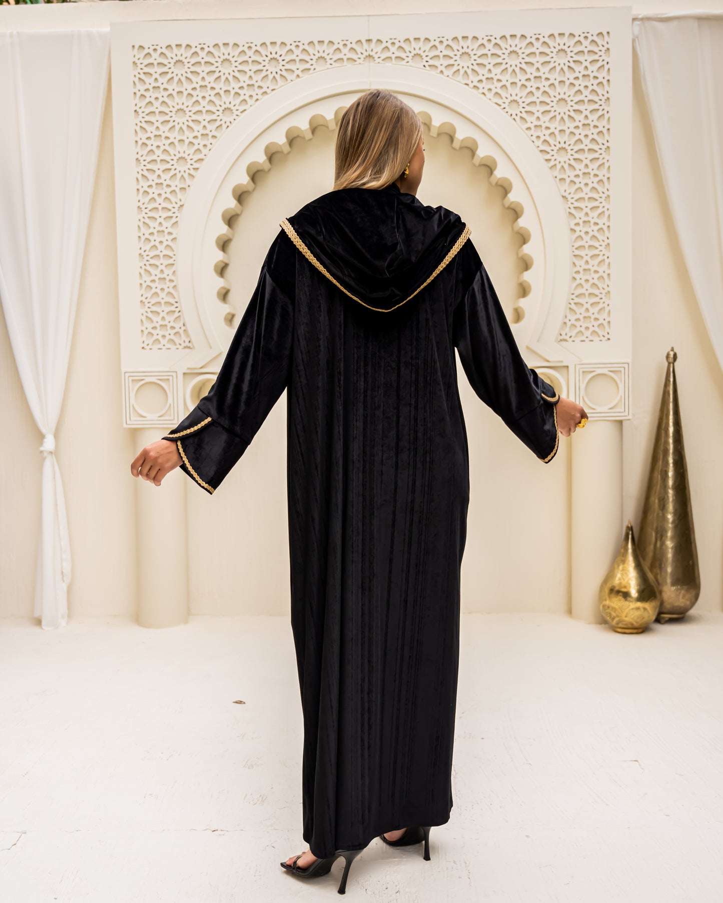 Black velvet kaftan