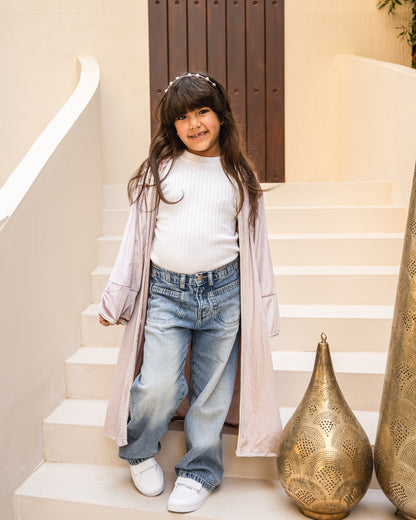 Velvet elegance kaftan in rose kids