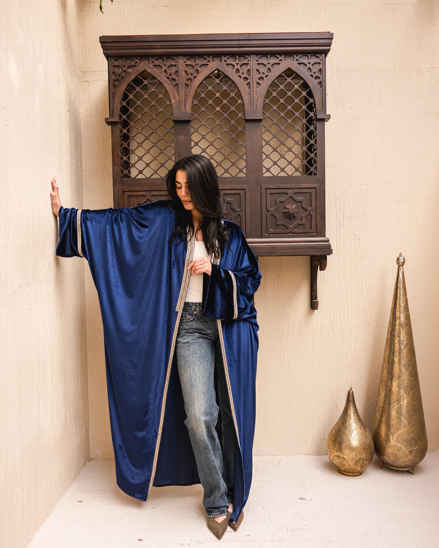 Gamila Velvet Kaftan in Royal blue