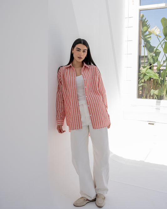 Stripped Shirt In Burnt Orange