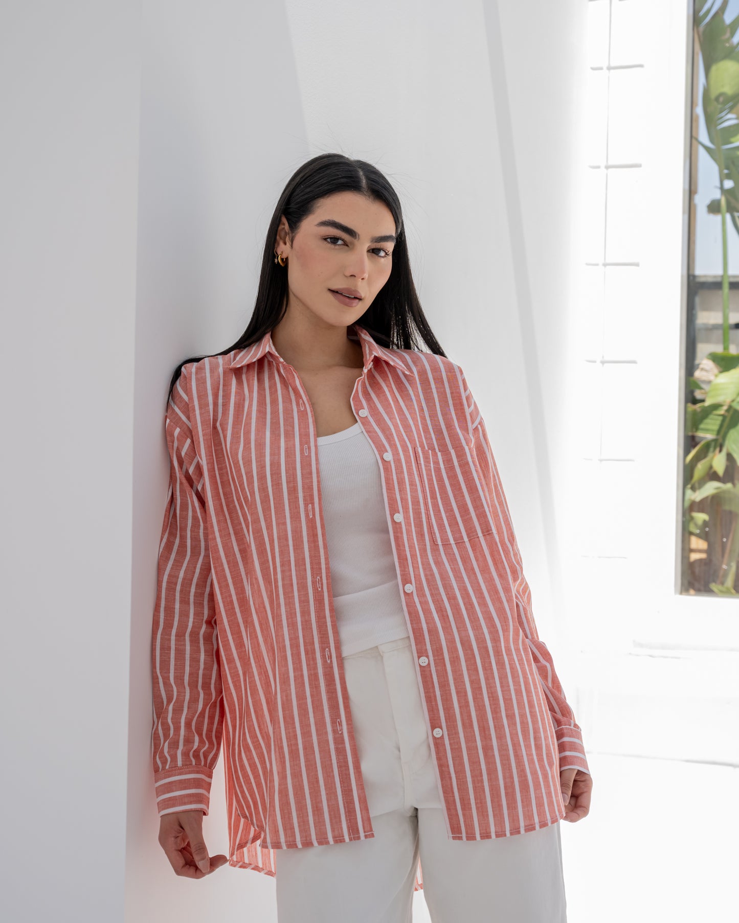 Stripped Shirt In Burnt Orange