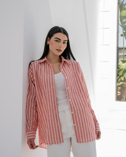 Stripped Shirt In Burnt Orange