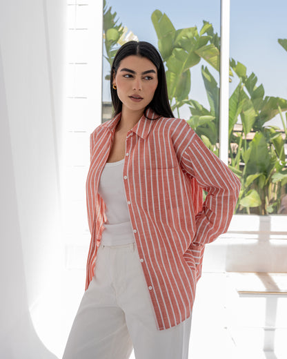 Stripped Shirt In Burnt Orange