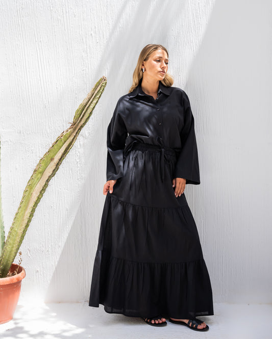 Cotton Poplin dream set in Black