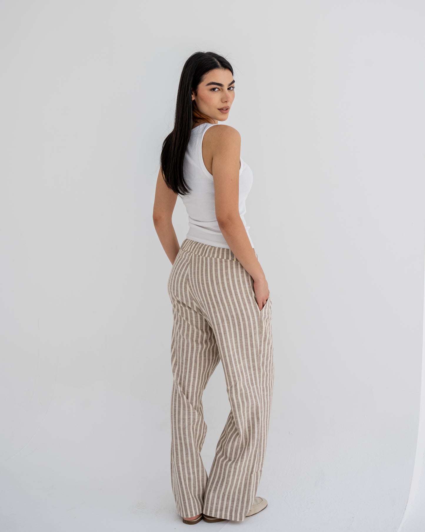 Stripped Pants in Coffe