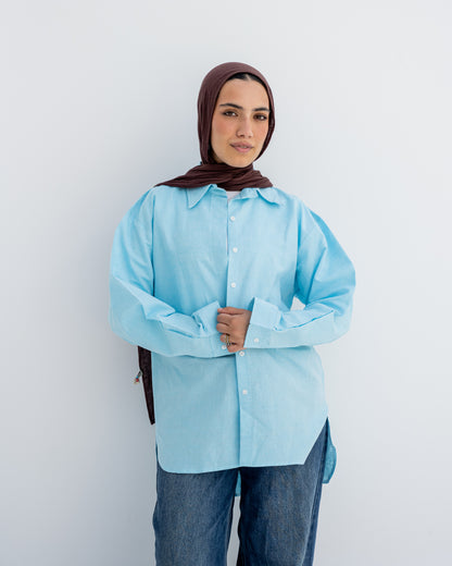 Linen Daily Shirt In Babyblue
