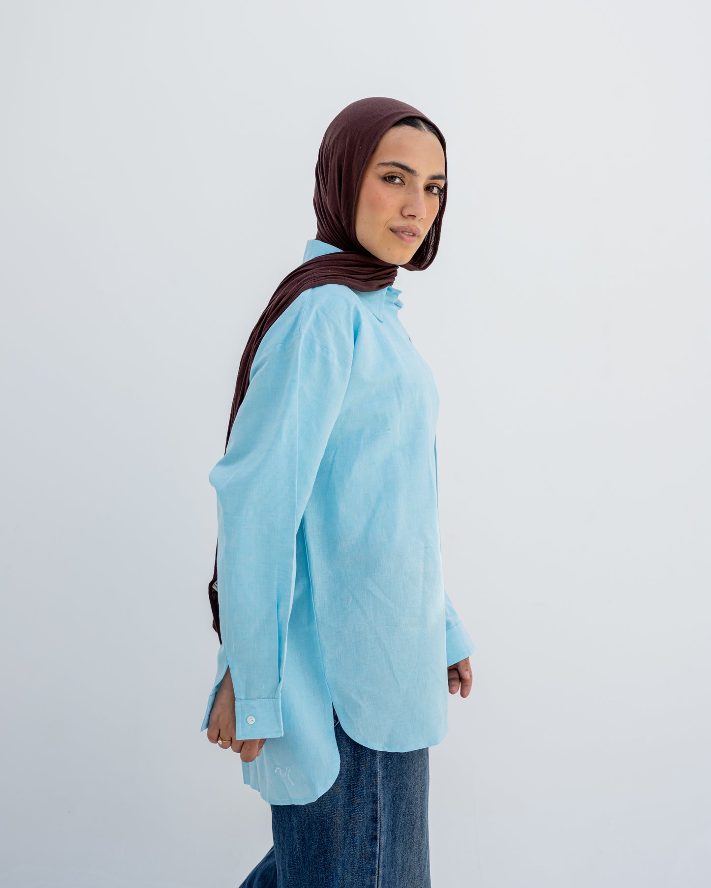 Linen Daily Shirt In Babyblue