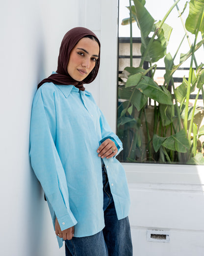 Linen Daily Shirt In Babyblue