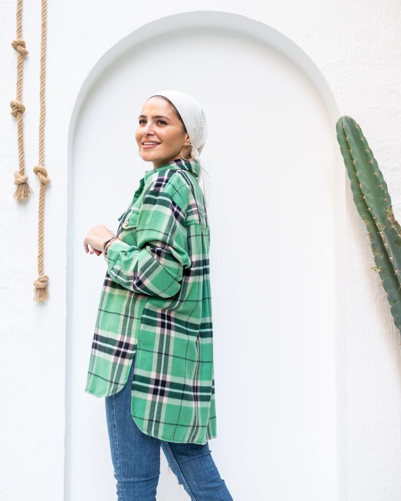 Light green plaid winter shirt