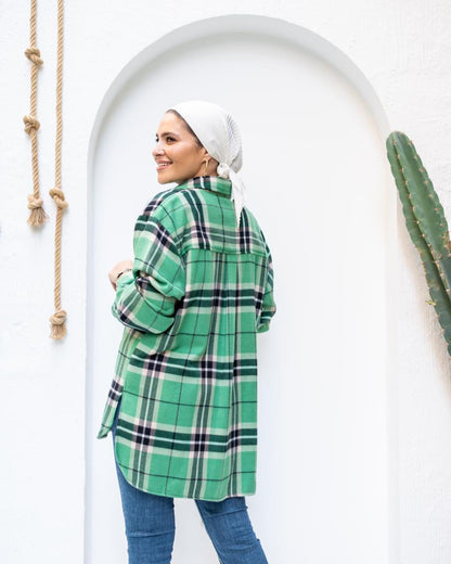 Light green plaid winter shirt