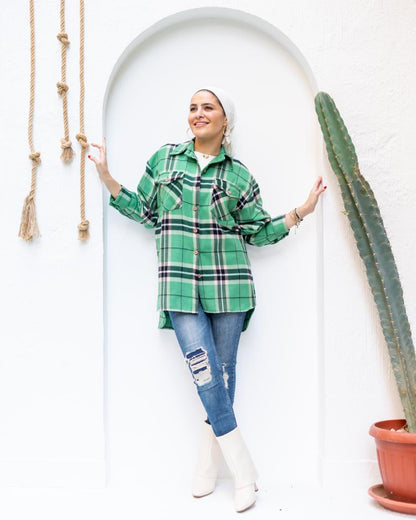 Light green plaid winter shirt