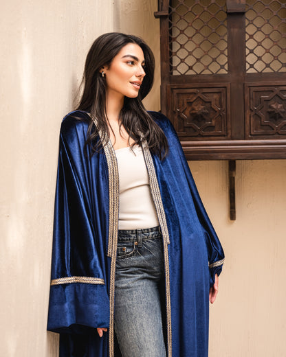 Gamila Velvet Kaftan in Royal blue