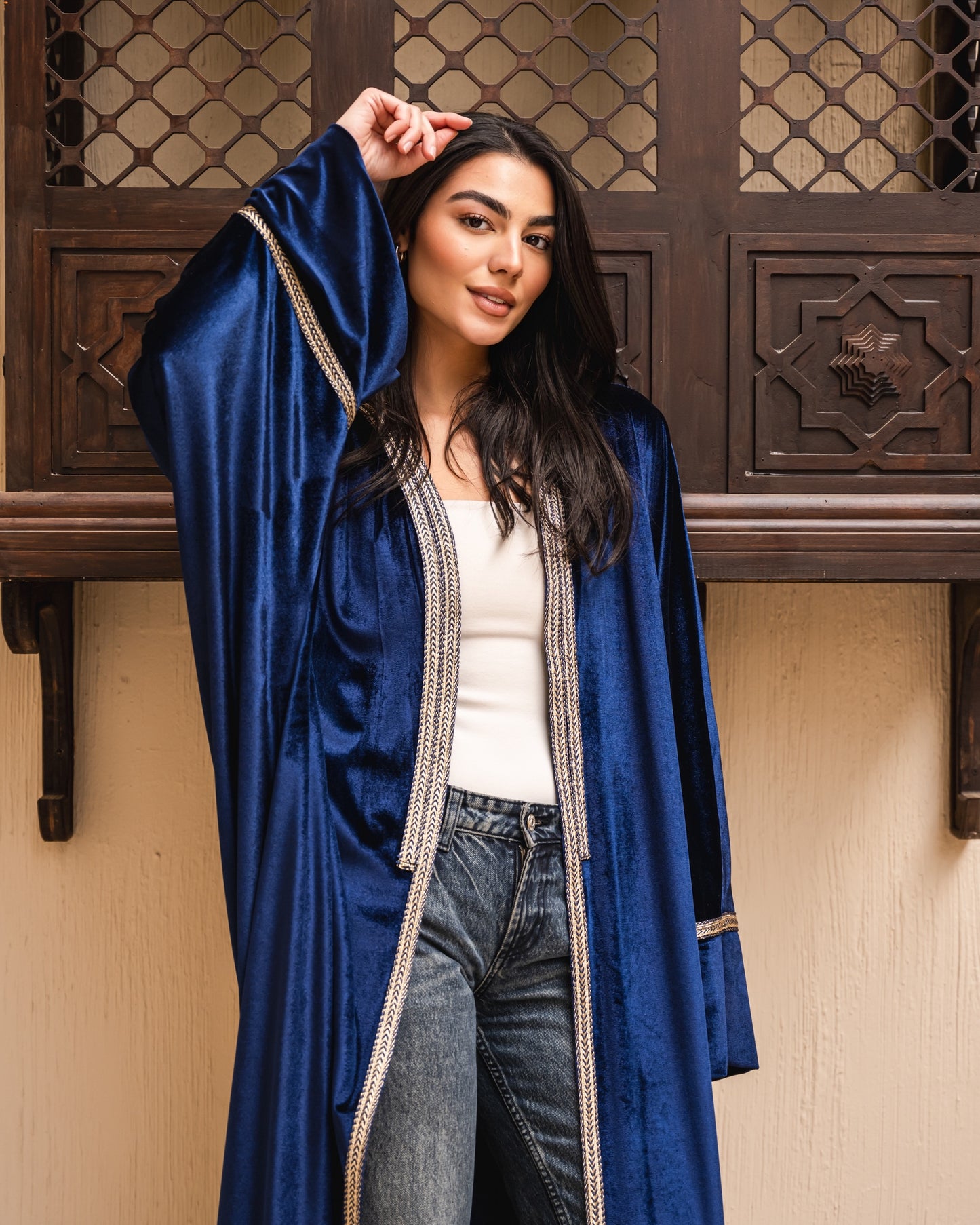 Gamila Velvet Kaftan in Royal blue