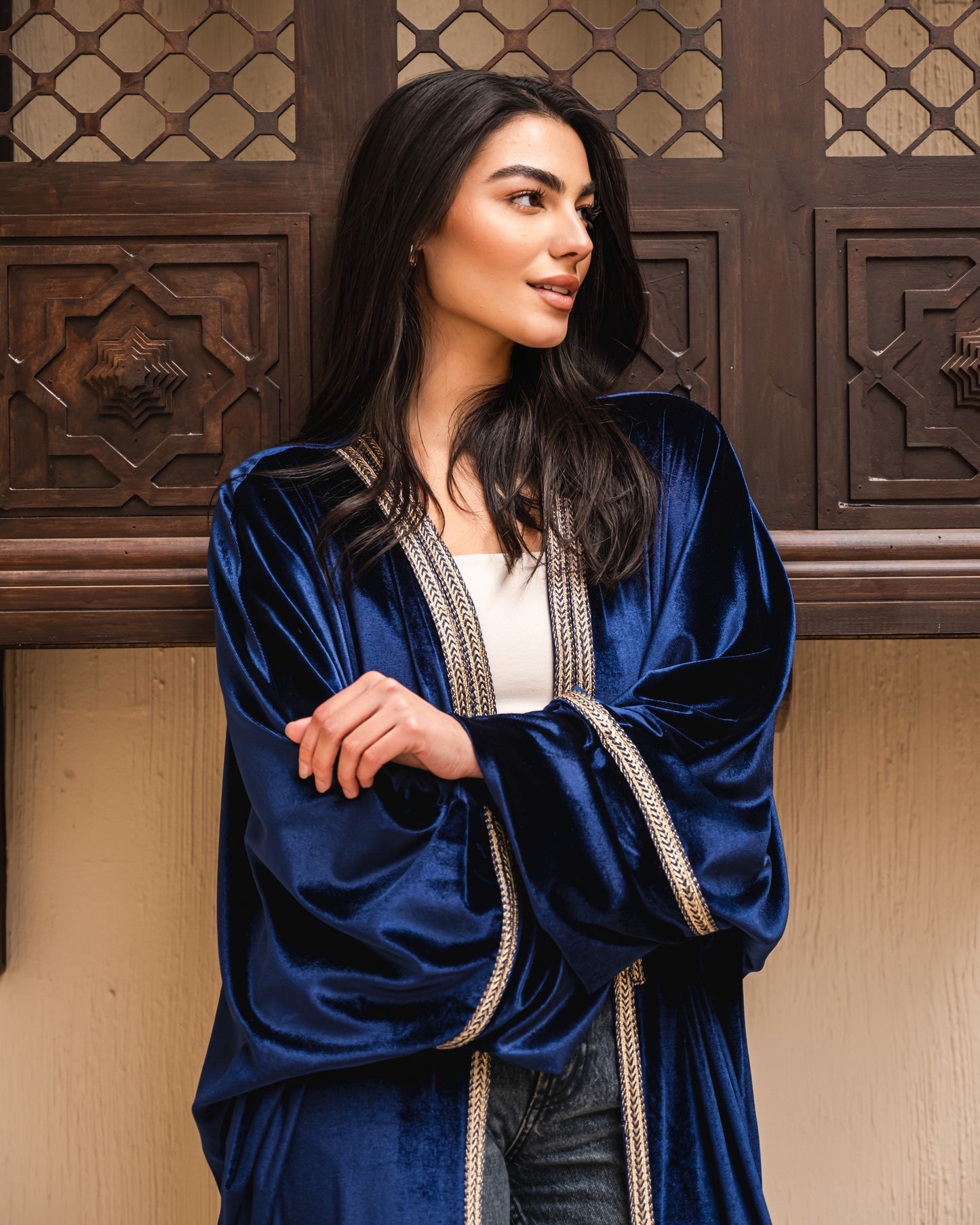 Gamila Velvet Kaftan in Royal blue